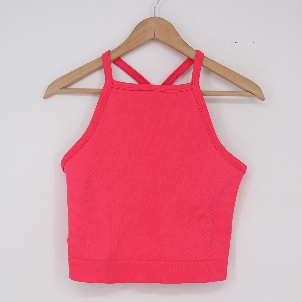 All in Motion Tank Top Womens S Cropped Pink Ribbed Racerback Excellent